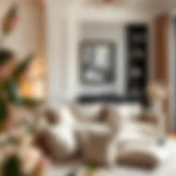 Elegant arrangement of pillow inserts in a chic living room