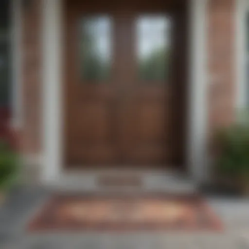 Elegant accent rug at a front door enhancing curb appeal.