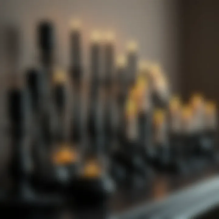 Diverse Black Candle Holder Styles Various styles of black candle holders arranged on a shelf