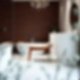 Elegant wooden bath bench chair in a serene bathroom setting.