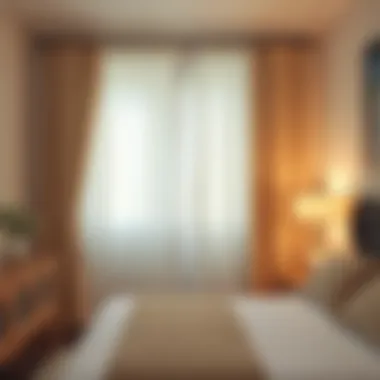 Bedroom door curtains providing privacy and light control