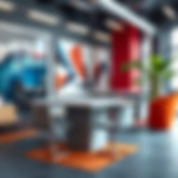 Modern Square Breakroom Table Design Modern square breakroom table in a vibrant office setting