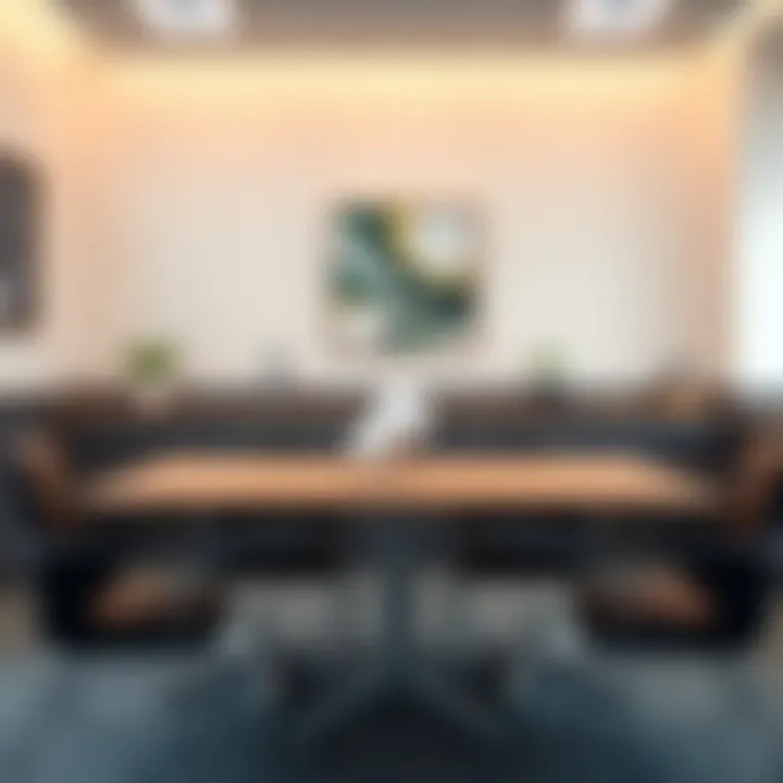 Stylish Square Breakroom Table with Decor Stylish square breakroom table with artistic decor