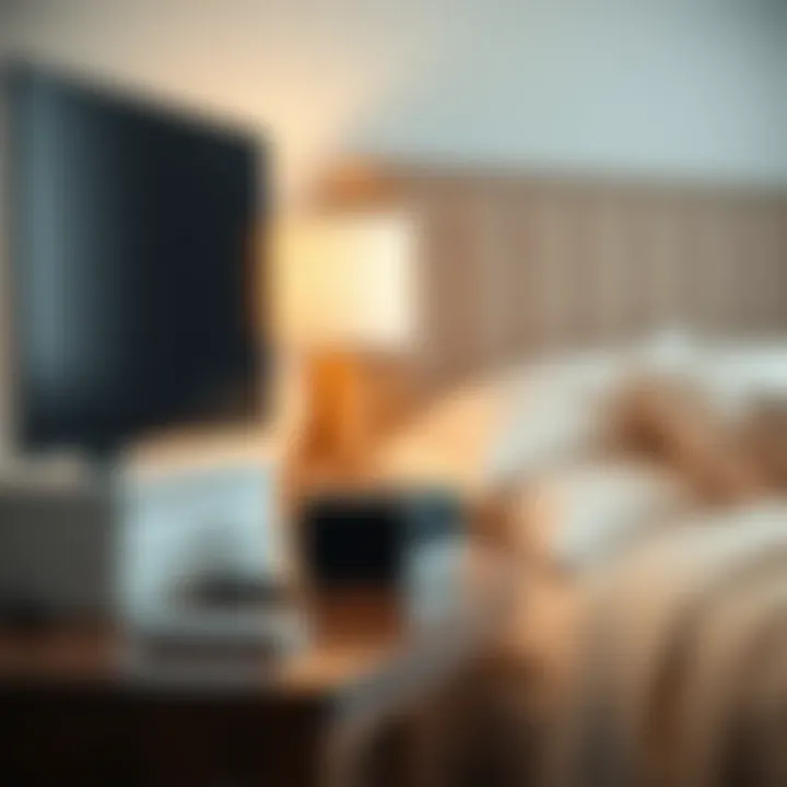 Elegant nightstand setup featuring organized cables