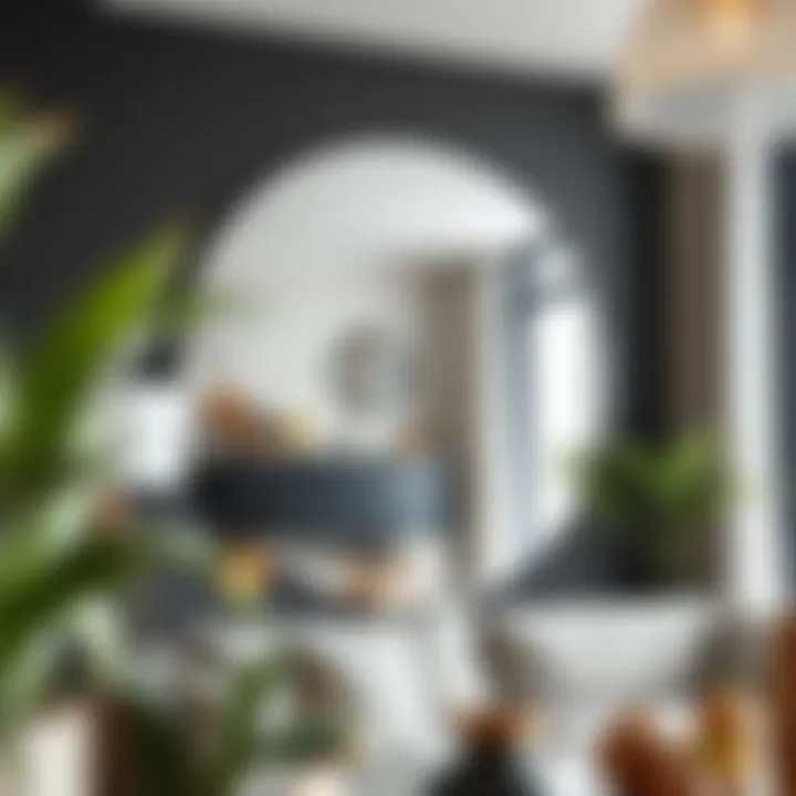 Frameless round mirror as a focal point in contemporary decor