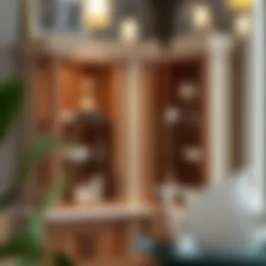 Interior view of a corner cabinet highlighting its functionality