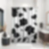 Elegant black floral shower curtain in a modern bathroom setting