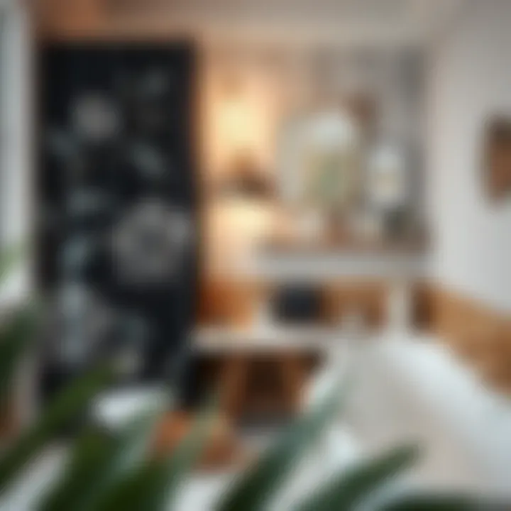 Stylish bathroom featuring a black floral shower curtain with matching decor