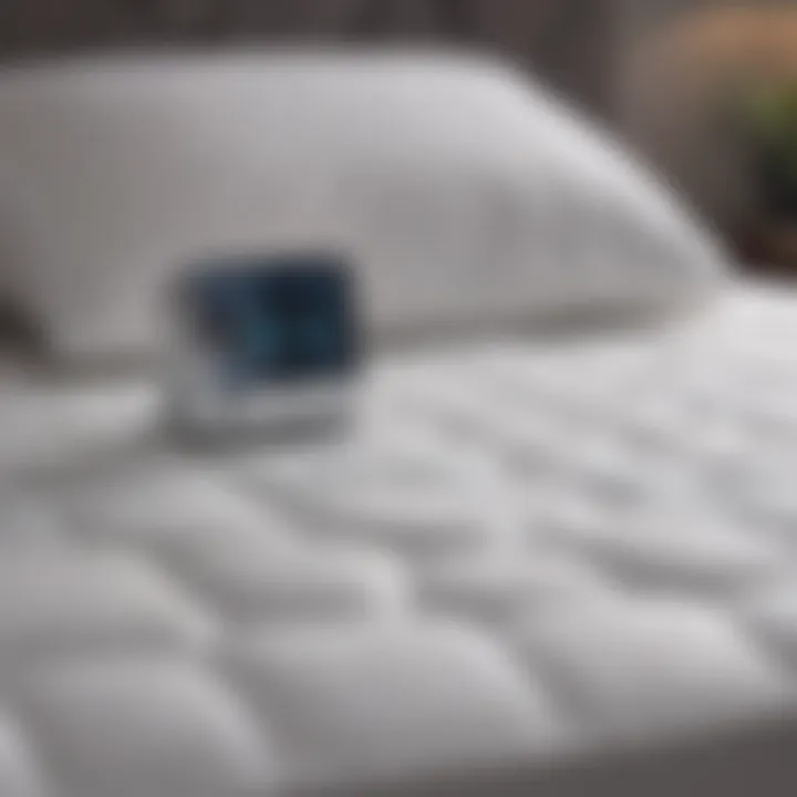 Close-up of electric mattress pad controls for temperature adjustment