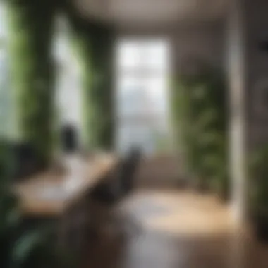 Modern Office Decor with Faux Greenery Modern office decor enhanced by faux greenery