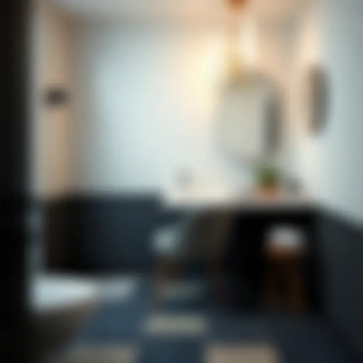 Stylish bathroom featuring a tall vanity chair