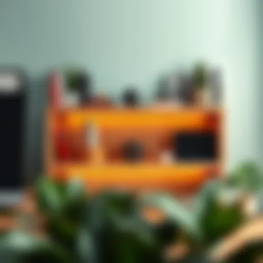 Stylish desk shelf design with decorative items