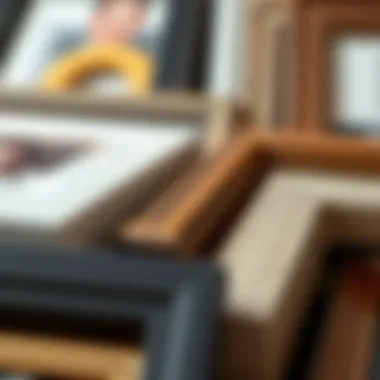 Close-up of various materials used in 28x35 picture frames