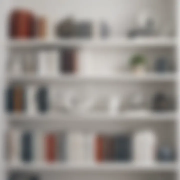 Elegant White Bookshelf Arrangement Elegant white bookshelf adorned with carefully arranged books and decor