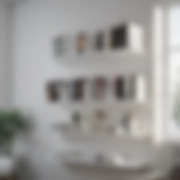 Sleek White Bookshelf in a Minimalist Workspace Minimalist workspace showcasing a sleek white bookshelf