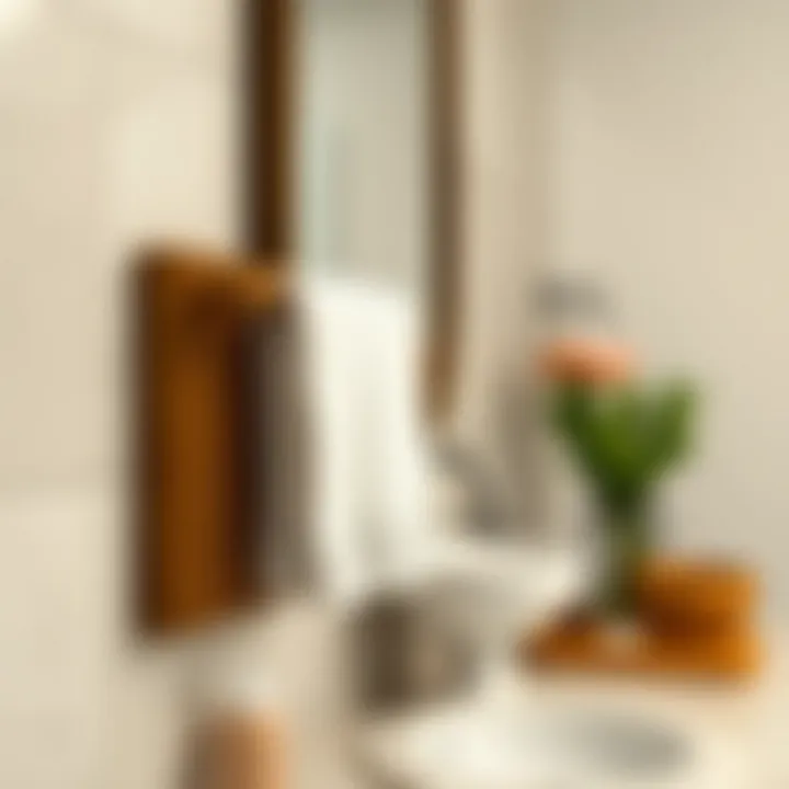 Rustic wooden towel holder adding charm to a bathroom