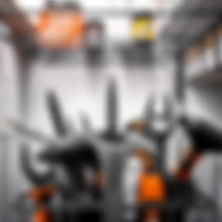 Close-up of installation tools and accessories for bathroom shelves