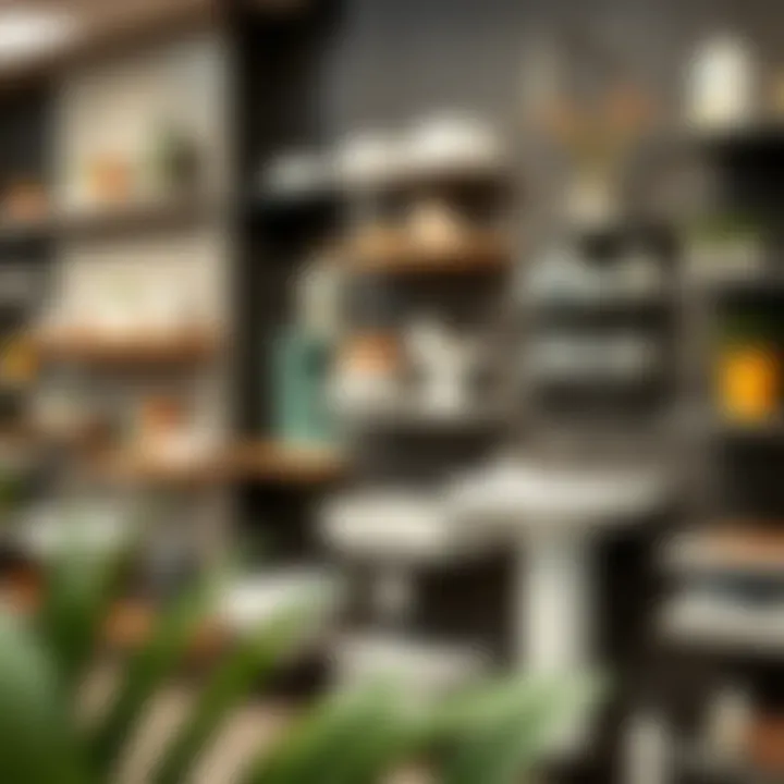 A variety of bathroom shelves in different materials and styles displayed at Home Depot