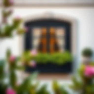 Stylish black wooden window box enhancing a modern facade