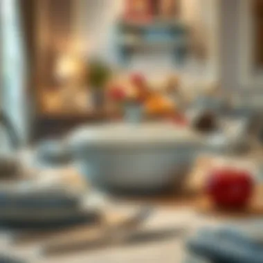 CorningWare serving bowl with lid on a beautifully set dining table