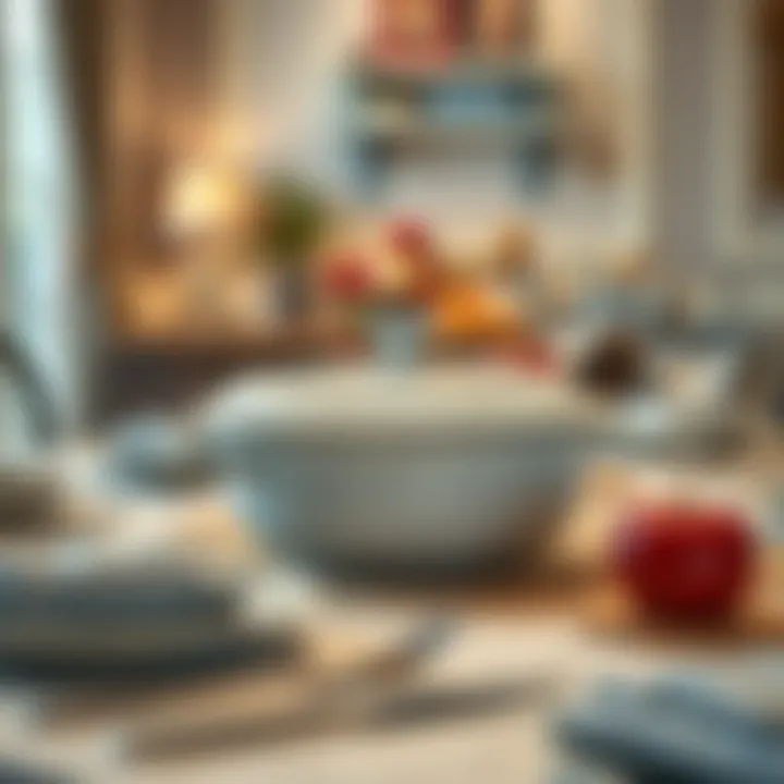 CorningWare serving bowl with lid on a beautifully set dining table