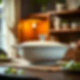 Elegant CorningWare serving bowl with lid showcasing contemporary design