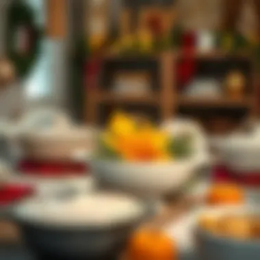 CorningWare serving bowls arranged for a festive gathering