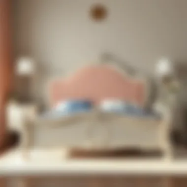 Charming pastel bed frame with delicate details