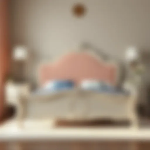 Charming pastel bed frame with delicate details