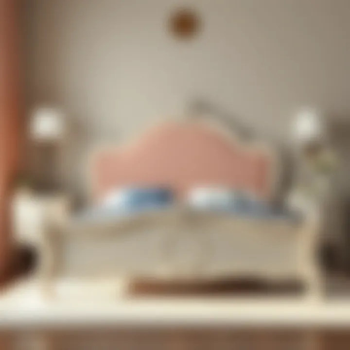 Charming pastel bed frame with delicate details