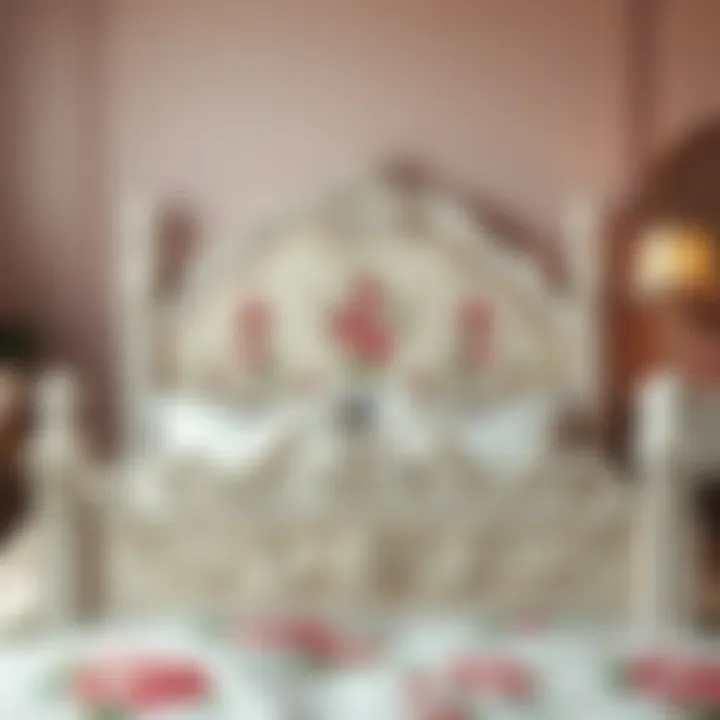 Elegant vintage bed frame adorned with floral patterns