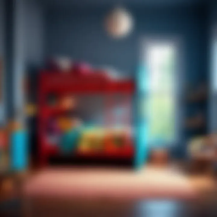 Playful Colored Kids Bunk Bed Colorful kids bunk beds setup in a playful room