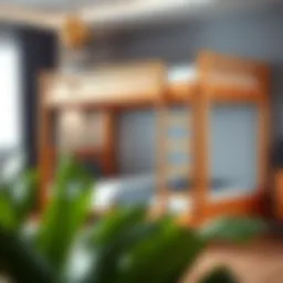 Stylish wooden bunk bed with a modern design