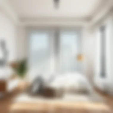 Bright Bedroom with Sheer Curtains Bright bedroom with white sheer curtains enhancing natural light