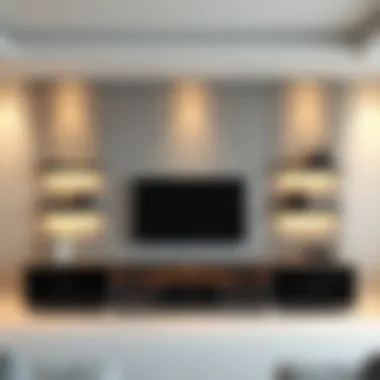 Contemporary Glass-Front Entertainment Wall Unit Contemporary glass-front entertainment wall unit with ambient lighting