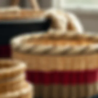 Material Variety in Cloth Storage Baskets Close-up of natural material cloth storage basket