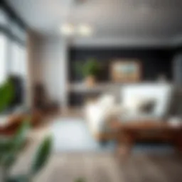 Contemporary futon set in a stylish living room