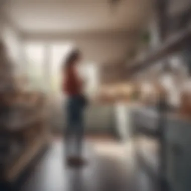 A shopper thoughtfully exploring various kitchenware options.