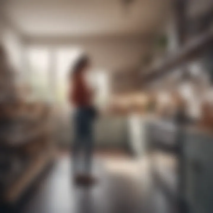 A shopper thoughtfully exploring various kitchenware options.