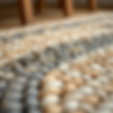 Intricate Weaving Patterns of Lands End Braided Rugs A close-up view of Lands End braided rug showcasing intricate weaving patterns.