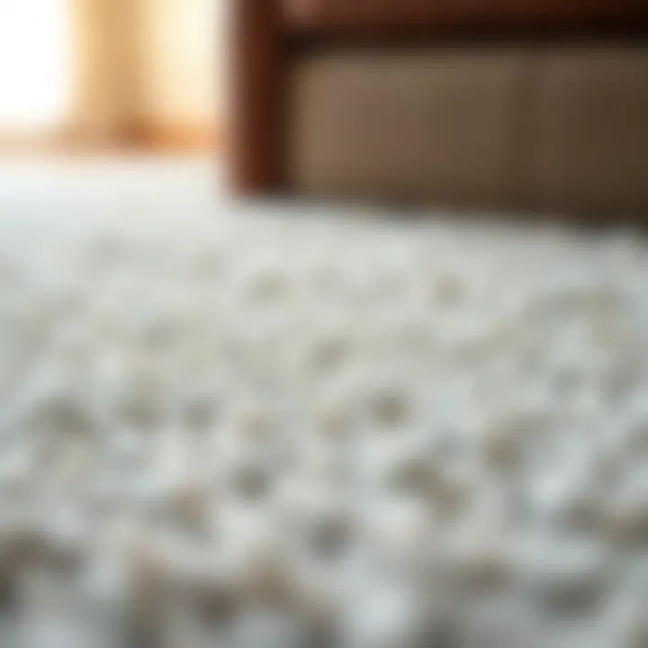 Close-up of a low profile carpet texture showcasing its fine fibers