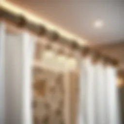 Elegant installation of a luxury shower curtain rod.