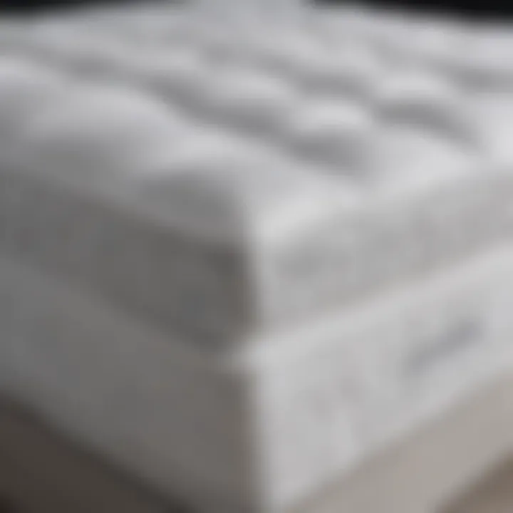 Close-up of the layered construction of a pillow top mattress