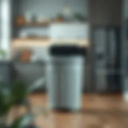 Stylish plastic garbage can in a modern kitchen setting