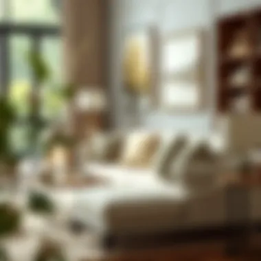 Charming Sectional with Decorative Elements Cozy small cream sectional with stylish accent pillows