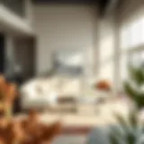 Elegant small cream sectional in a modern living room