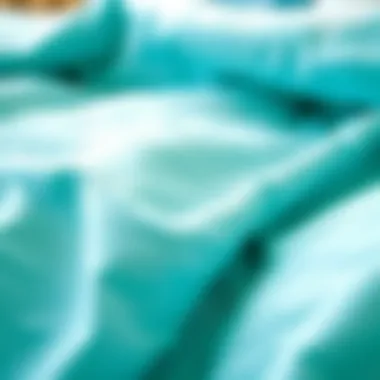 Close-up of turquoise fabric texture and patterns