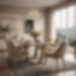 Elegant beige dining set in a modern interior
