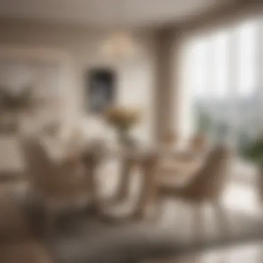 Modern Elegance: Beige Dining Set Elegant beige dining set in a modern interior