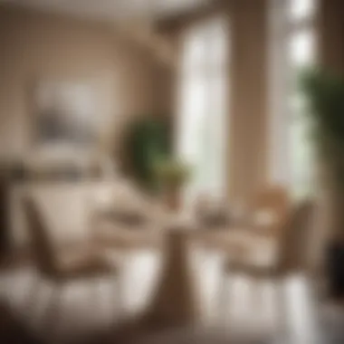Chic Arrangement: Beige Dining Table and Chairs Stylish arrangement of a beige dining table and chairs